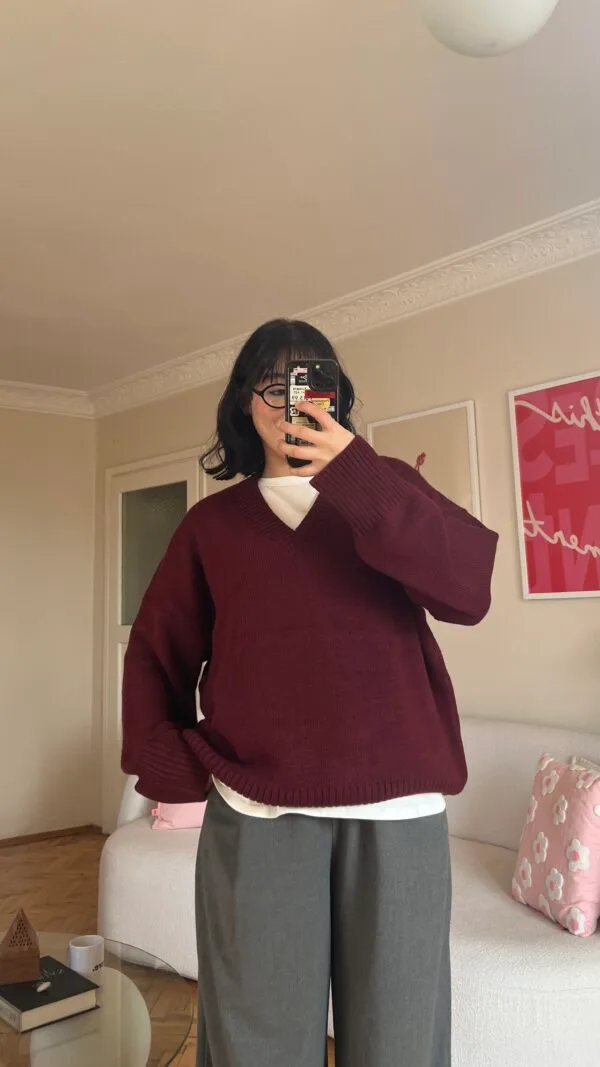 The V Burgundy Sweater