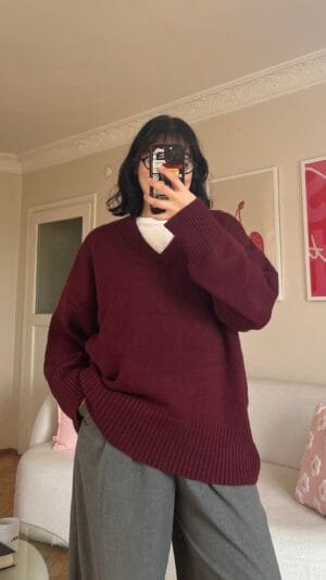 The V Burgundy Sweater