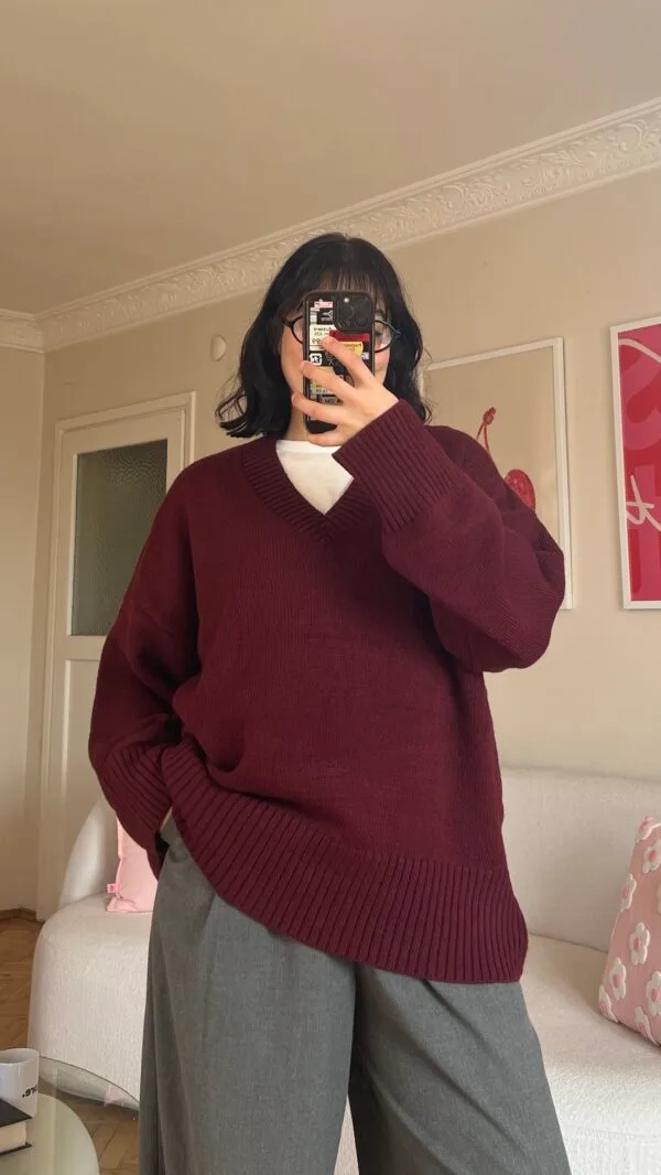 The V Burgundy Sweater
