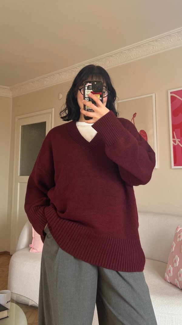 The V Burgundy Sweater