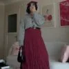 Wrinkled Burgundy Skirt
