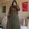 Wrinkled Olive Skirt