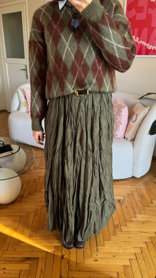 Wrinkled Olive Skirt
