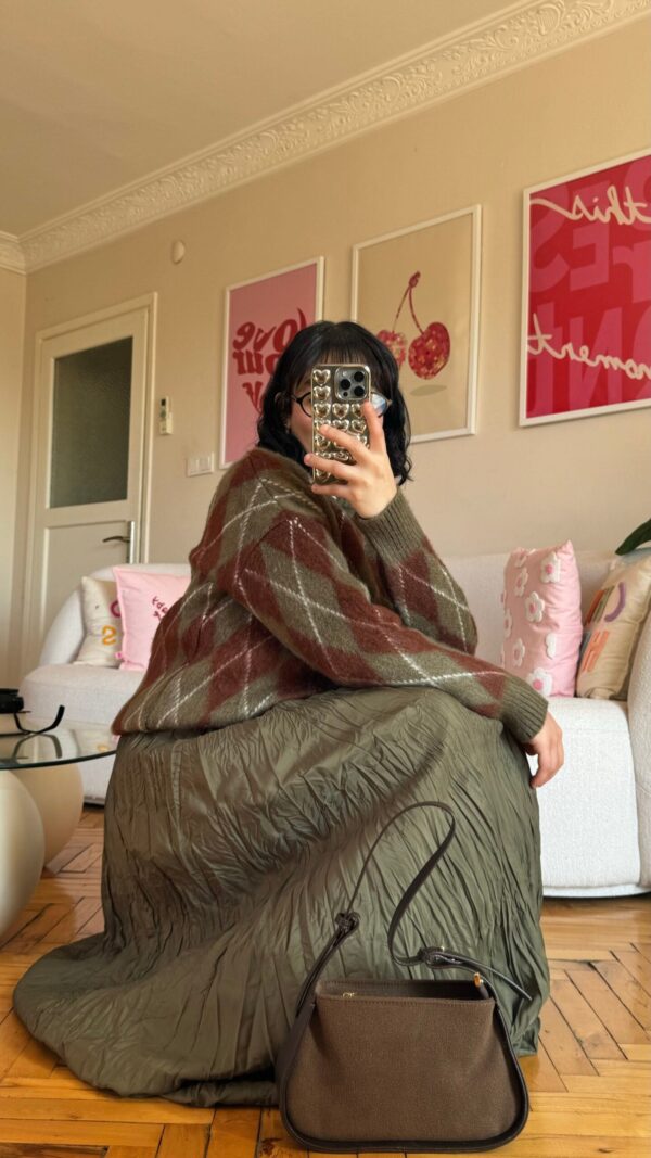 Wrinkled Olive Skirt