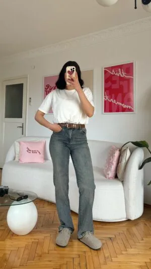 Olivia Medium Blue Belted Jeans