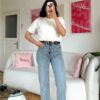 Olivia Light Blue Belted Jeans