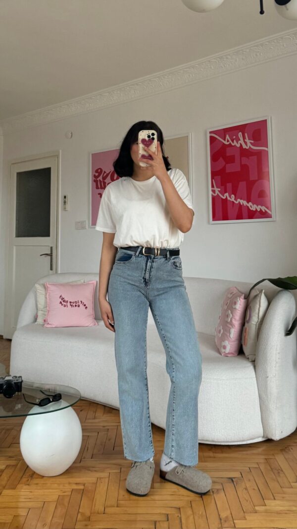 Olivia Light Blue Belted Jeans