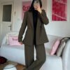 Flora Khaki Palazzo Set