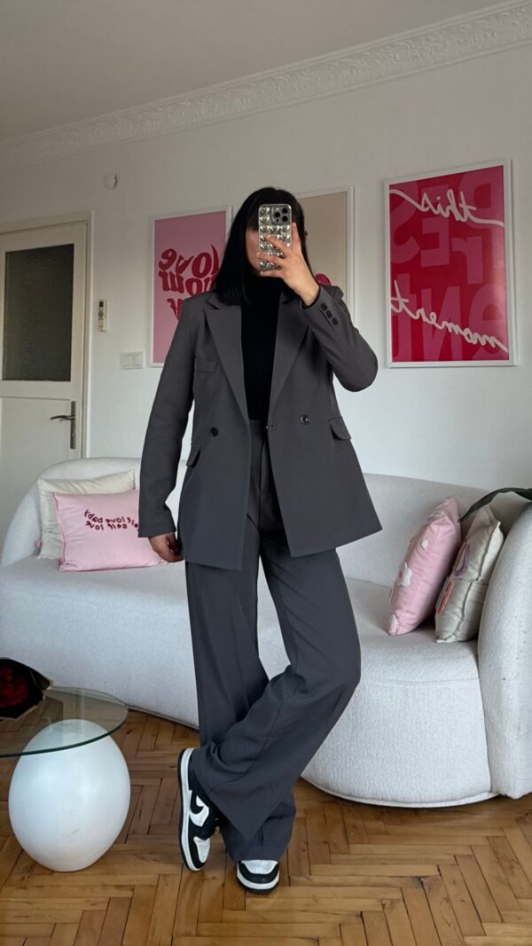 Flora Dark Grey Palazzo Set