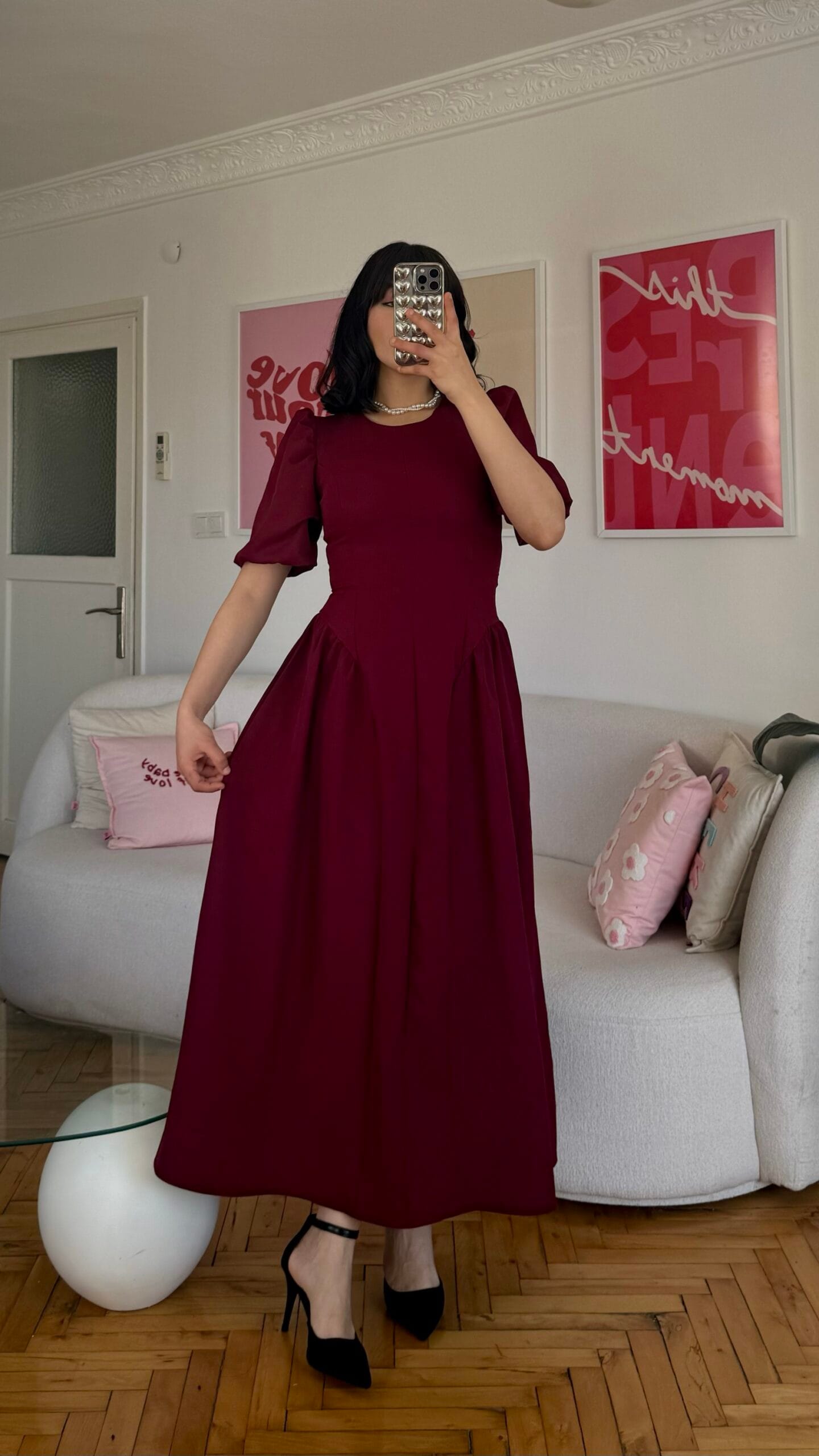 Lily Pinterest Burgundy Dress – Dice Store.