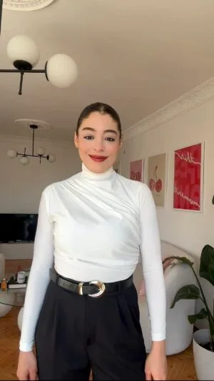 Draped White Top