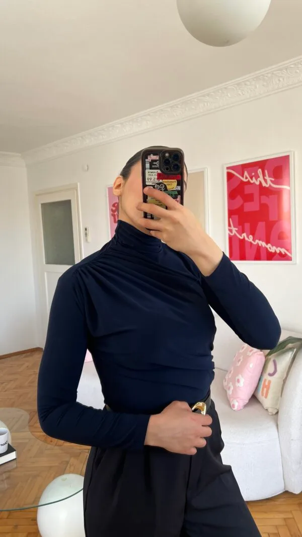 Draped Navy Top