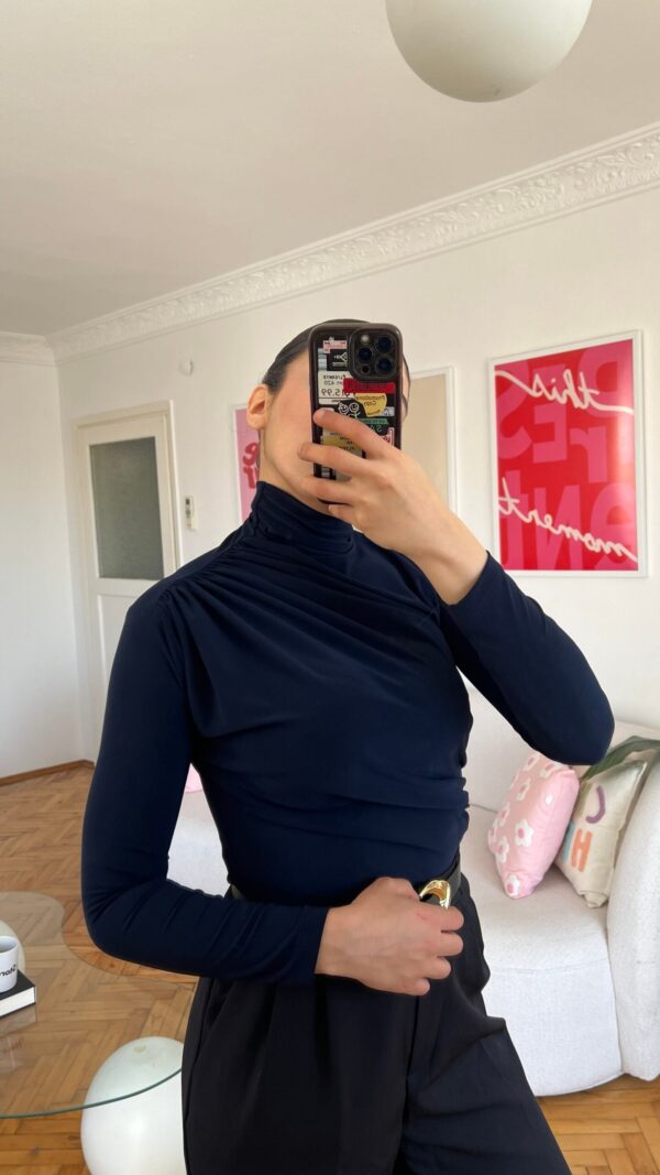 Draped Navy Top