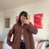 Reyna Oversize Dark Browm Shirt