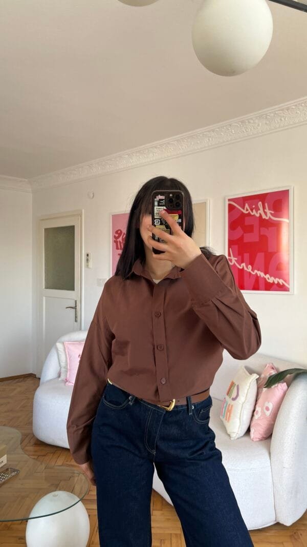 Reyna Oversize Dark Browm Shirt