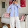 Serena Sky Blue Striped Shirt