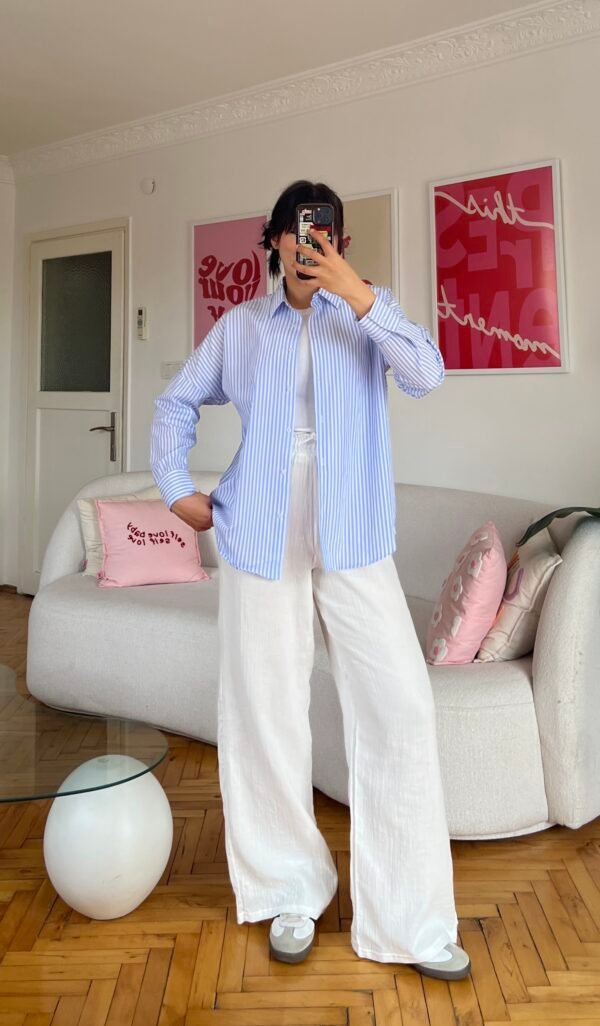 Serena Sky Blue Striped Shirt
