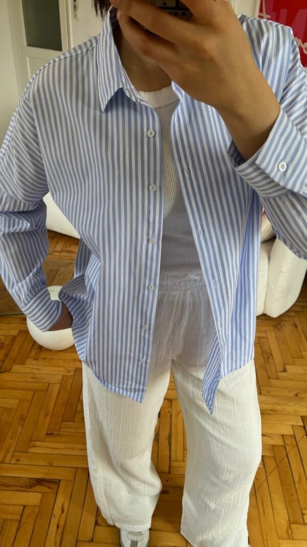 Serena Sky Blue Striped Shirt