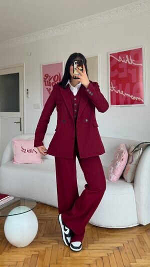 Flora Burgundy 3 Pieces Set