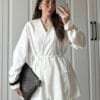 Miras Premuim White Belted Set ( NOT TRANSPARENT)