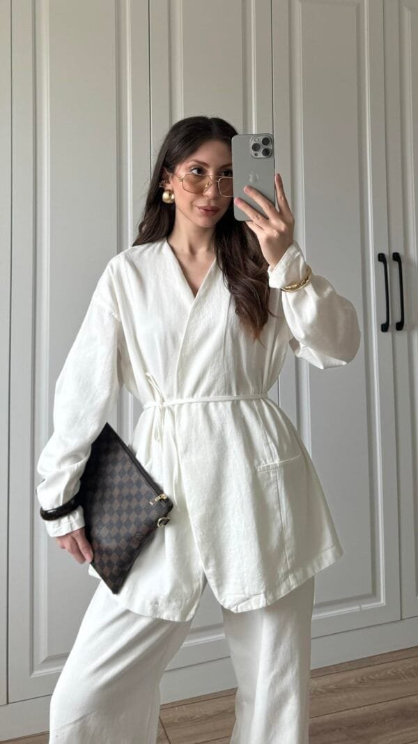 Miras Premuim White Belted Set ( NOT TRANSPARENT)