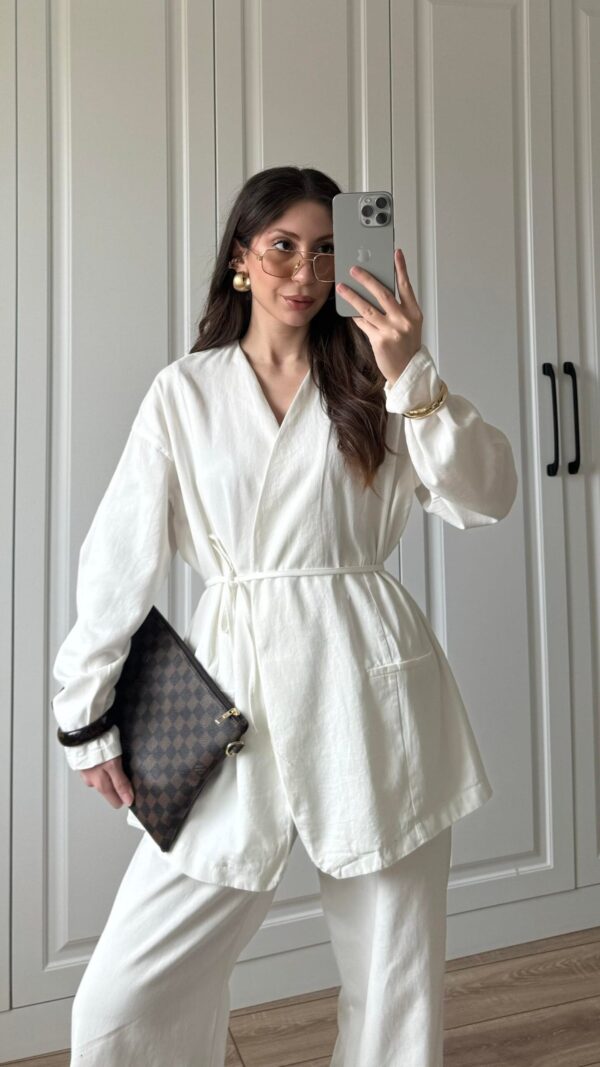 Miras Premuim White Belted Set ( NOT TRANSPARENT)