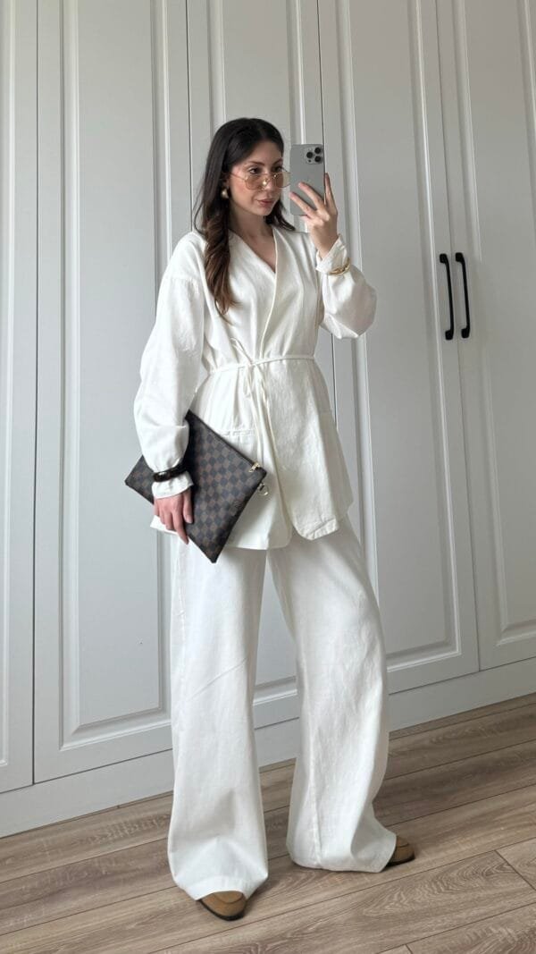 Miras Premuim White Belted Set ( NOT TRANSPARENT)