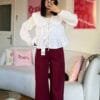 Zr Burgundy Palazzo Trousers