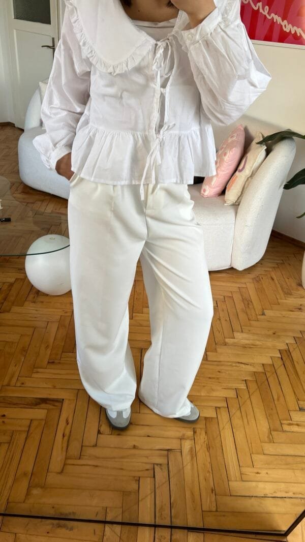 Zr White Palazzo Trousers
