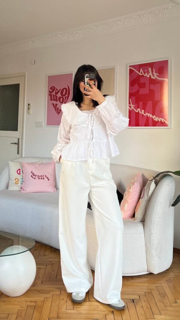 Zr White Palazzo Trousers
