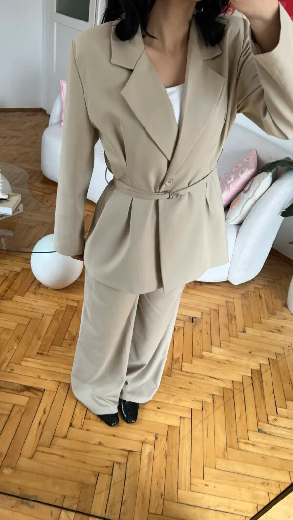 Sakura Belted Beige Palazzo Set
