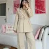 Sakura Belted Beige Palazzo Set