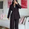 Sakura Belted Dark Brown Palazzo Set