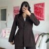 Sakura Belted Dark Brown Palazzo Set