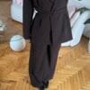 Sakura Belted Dark Brown Palazzo Set