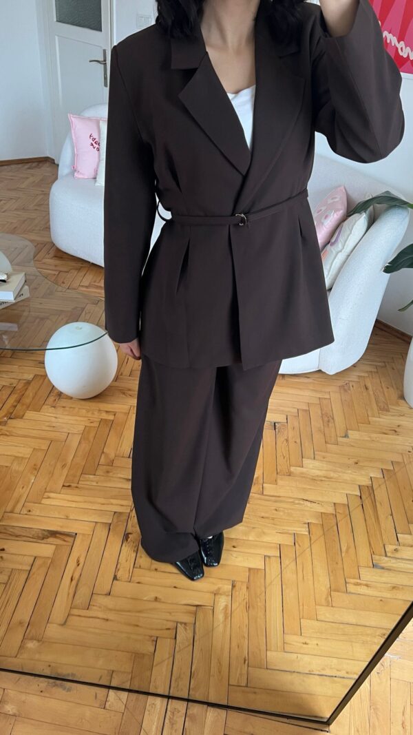 Sakura Belted Dark Brown Palazzo Set