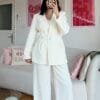 Sakura Belted White Palazzo Set