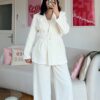 Sakura Belted White Palazzo Set