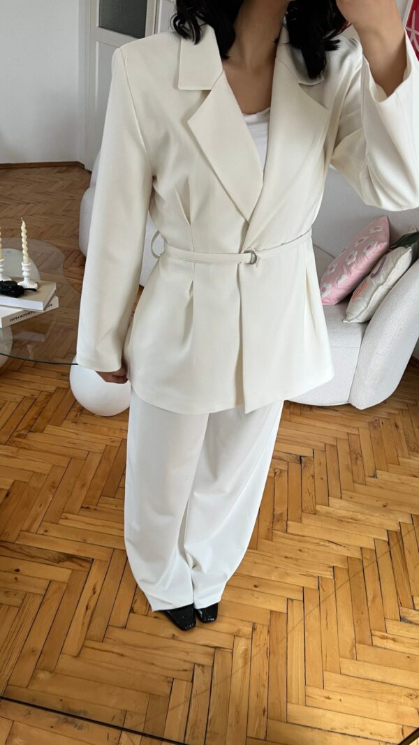 Sakura Belted White Palazzo Set