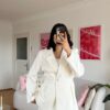 Sakura Belted White Palazzo Set