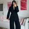 Sakura Belted Black Palazzo Set
