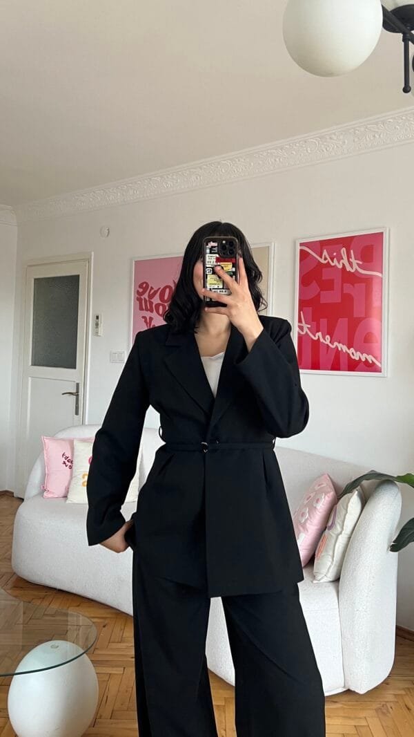 Sakura Belted Black Palazzo Set