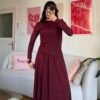 Mai Burgundy Blouse And Skirt Set