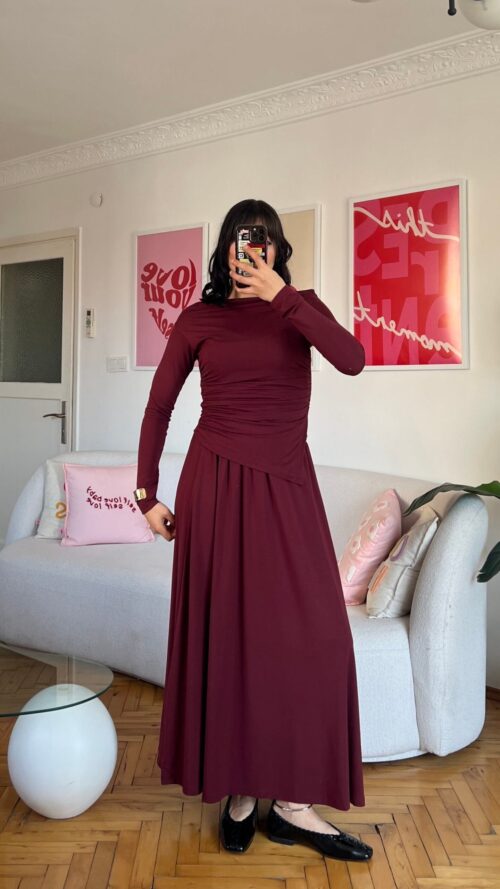 img_8089 Mai Burgundy Blouse And Skirt Set