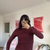 Mai Burgundy Blouse And Skirt Set