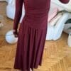 Mai Burgundy Blouse And Skirt Set