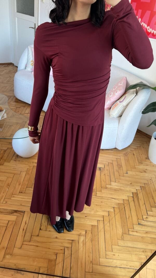 Mai Burgundy Blouse And Skirt Set