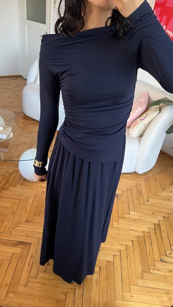 Mai Navy Blouse And Skirt Set