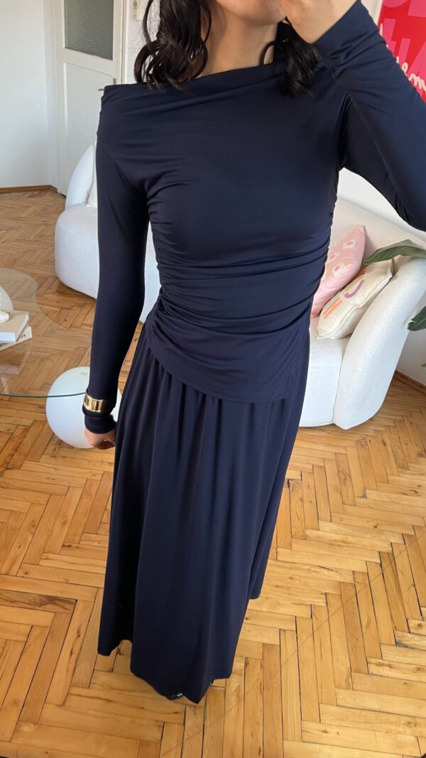 Mai Navy Blouse And Skirt Set