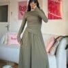Mai Soft Green Blouse And Skirt Set
